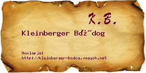 Kleinberger Bódog névjegykártya